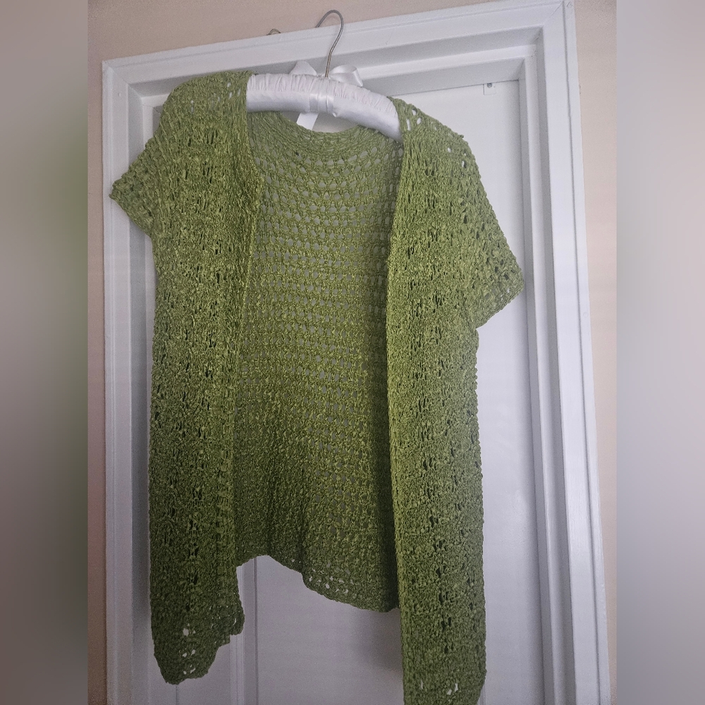 Green Open-Knit Women's Vest